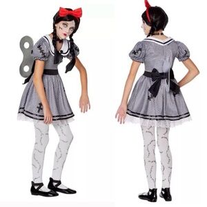 Spirit Halloween Wind-Up Doll Costume - Black, White, Red Child X-Large (12-14)